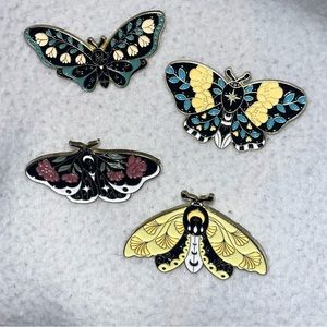 ✨HOST PICK✨ NWT Floral Moth Enamel Pins (Bundle of 4 Total)